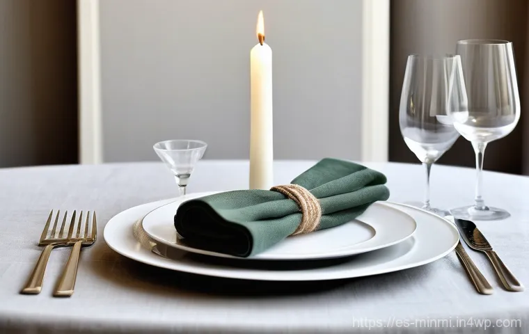 미니멀리즘을 적용한 럭셔리 테이블 세팅 - **Elegant Minimalist Indoor Dining Setting**
A sophisticated, minimalist dining table, viewed fr...