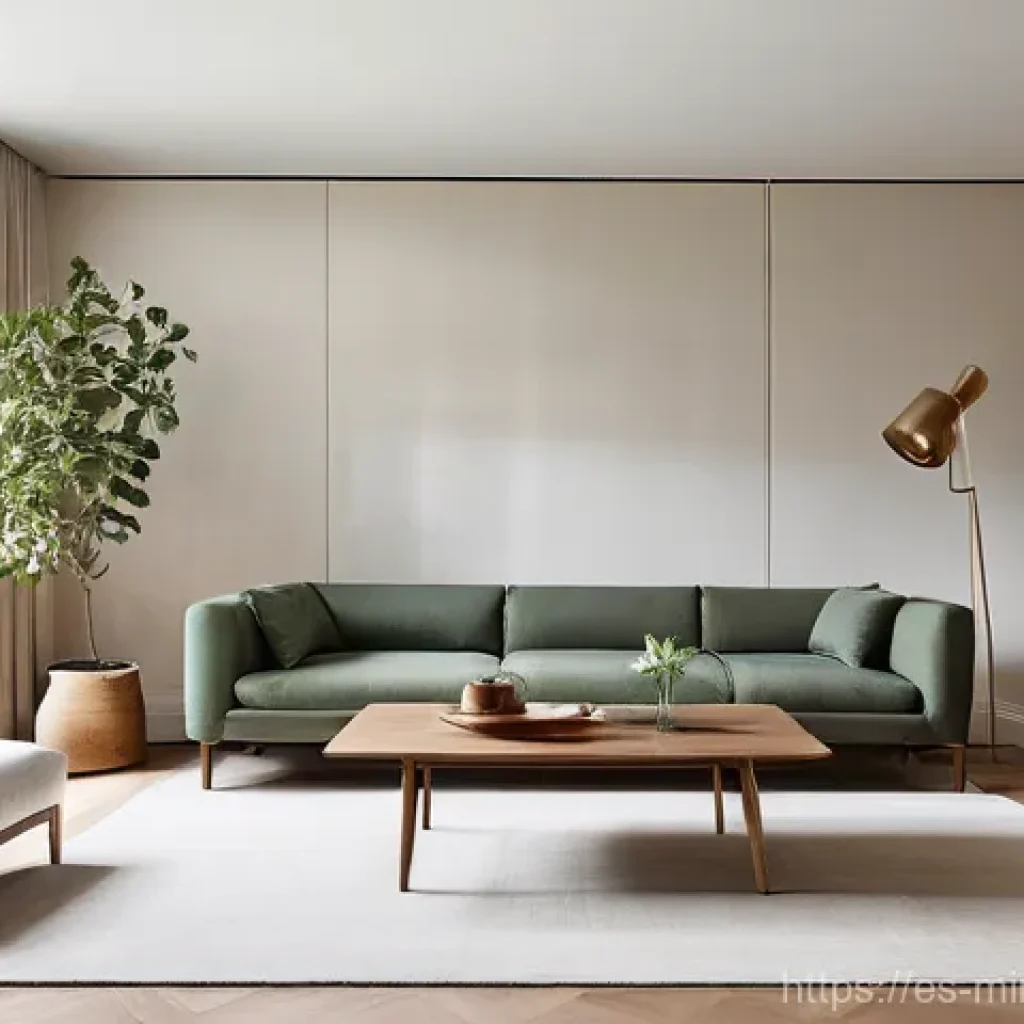 미니멀 럭셔리 제품을 활용한 공간 계획 - **A Serene and Luminous Minimalist Living Room:**
A bright, minimalist, and luxurious living roo...