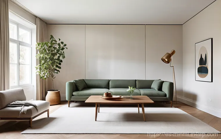 미니멀 럭셔리 제품을 활용한 공간 계획 - **A Serene and Luminous Minimalist Living Room:**
A bright, minimalist, and luxurious living roo...
