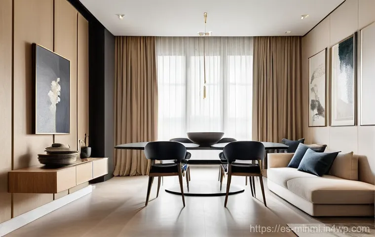 미니멀 럭셔리 제품을 활용한 공간 계획 - **A Harmonious and Textural Minimalist Bedroom Sanctuary:**
    A luxurious and serene minimalist be...