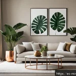 Home 23 미니멀 럭셔리의 시각적 요소 분석 - A luxurious minimalist living room interior featuring a neutral color palette of off-white, soft bei...